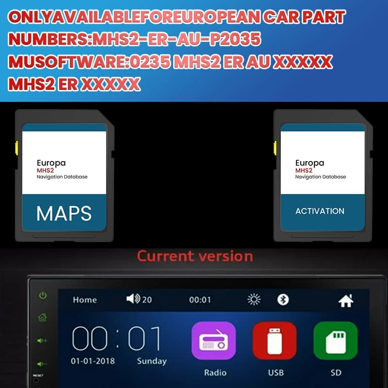 2024 GPS SD Card for Audi MMI MHS2 A3/A4/A5/Q2/Q3 Navigation SD Card Satellite Map Update