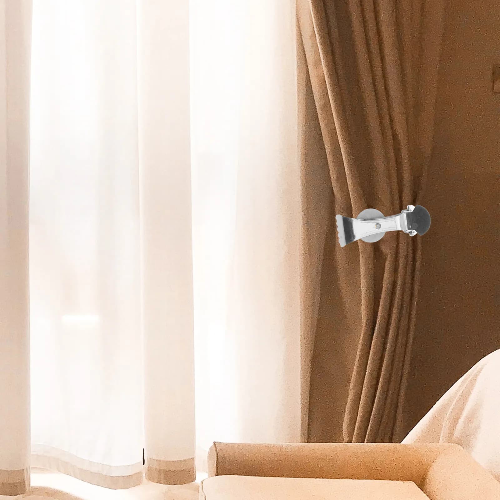 10 Pezzi Fermatende in Metallo con Clip a Bocca Larga e Presa Dentellata, per Casa, Cameretta, Camera da Letto, Finestre, Tende, con Vassoio Portaoggetti Incluso