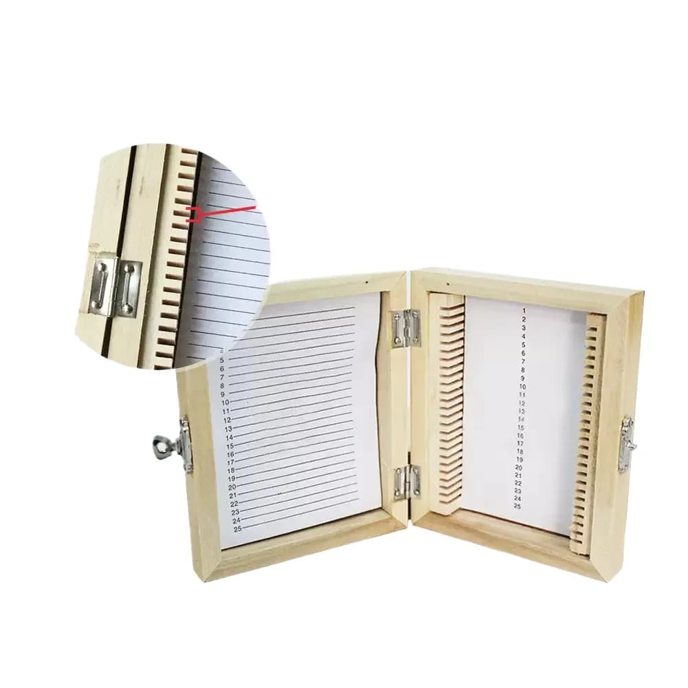 25/50/100 PCS Wooden Slide Box with Locking Mechanism Microscope Slide Box, Biological Pathology Section Slot Storage Box