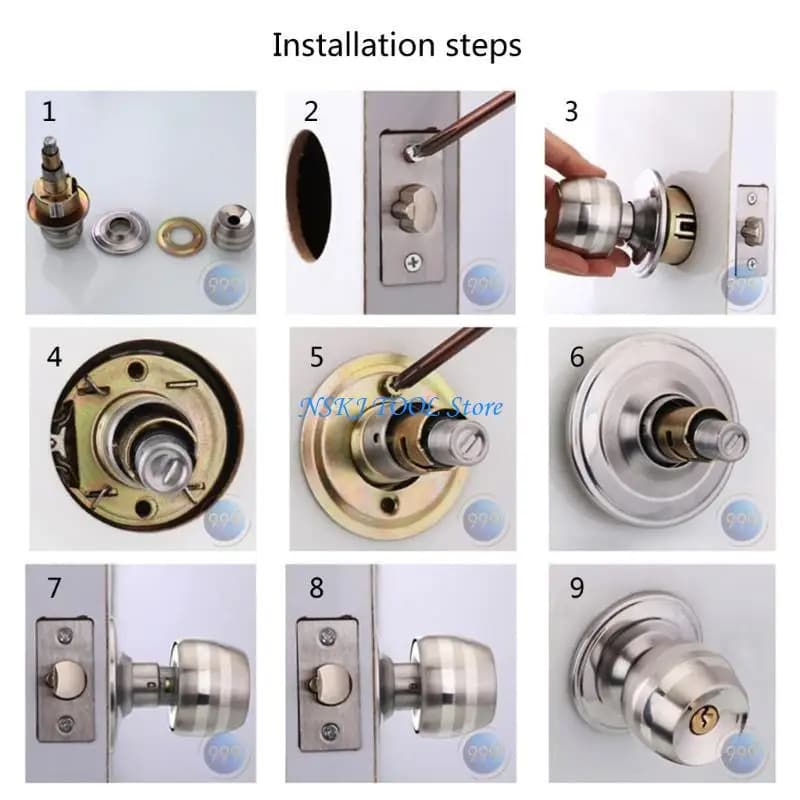 L8RC Adjustable Latches Entry Door Knob polishes Brass Door Lock for Main Entrances