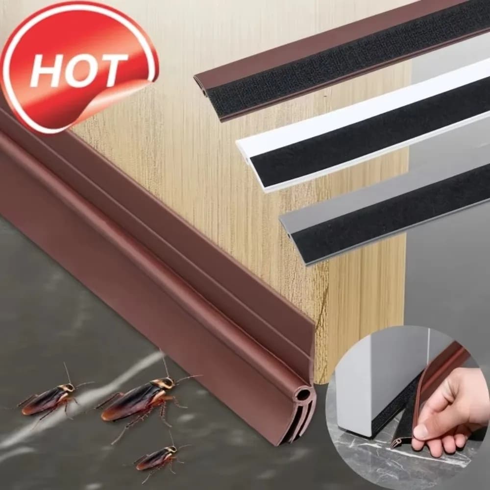 Soundproof Door Bottom Sealing Strip Self-adhesive Insect Prevention Door Draft Stopper TPE 93cm Draught Excluder Door Bottom