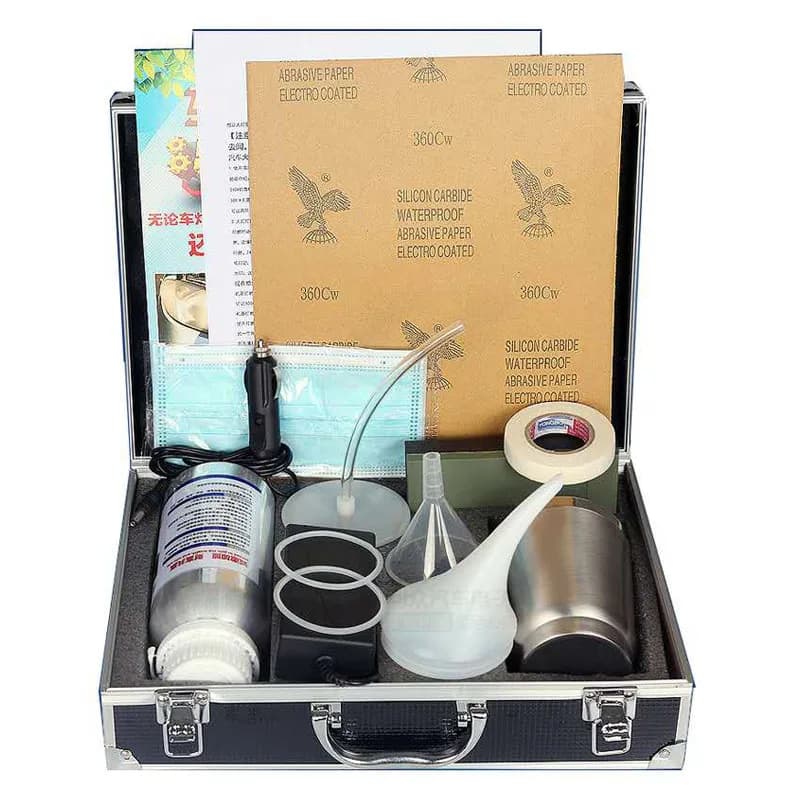 Kit di lucidatura chimica per fari per auto 800ML Fari Polimero liquido per riparazione Fluido per rimozione graffi Kit di ripristino fari per auto