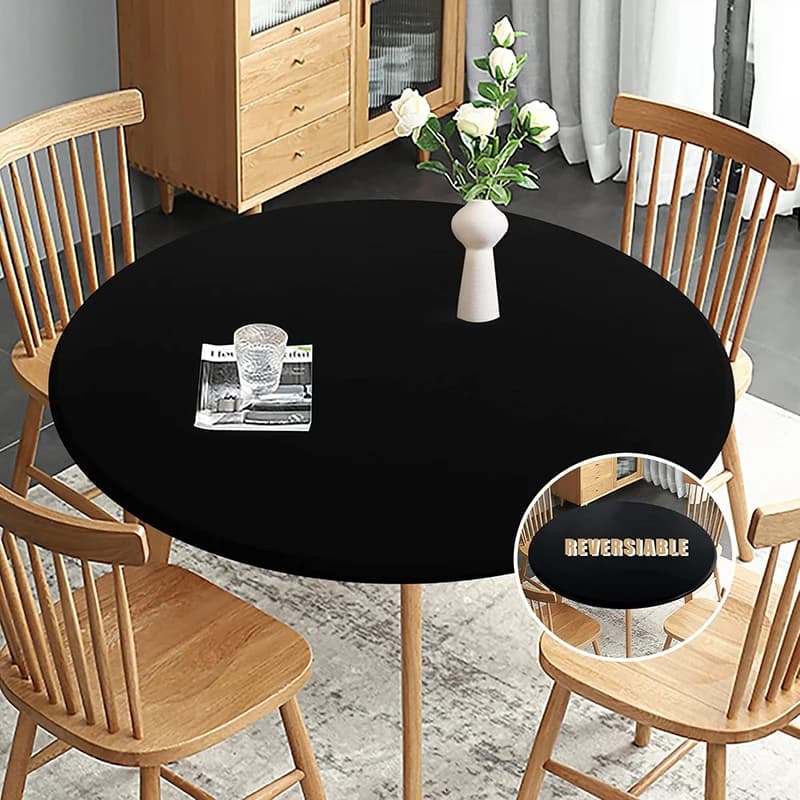 Round Spandex Tablecloth Elastic Dustproof Stretch Washable Picnic Table Top Cover for Hotel Dining Indoor Outdoor Wedding Party