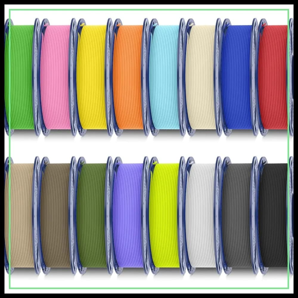 Set di 16 Bobine di Filamento PLA Opaco per Stampante 3D, 1,75mm, Finitura Opaca, Confezionate Singolarmente Sottovuoto