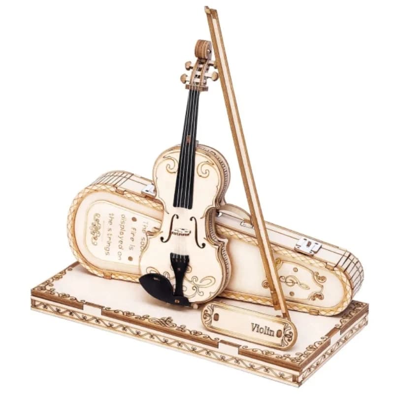 Puzzle 3D in Legno Fai-da-Te Modello Violino Capriccio, Regalo per Ragazzi e Ragazze, Kit di Montaggio Facile, Blocchi Musicali da Costruzione G211