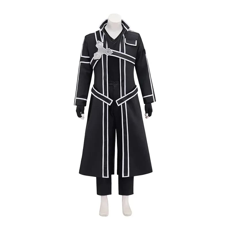 Anime Sword Art Online Costume Kazuto Kirigaya Cosplay Giacca Camicia Pantaloni trincea Kirito Uniforme Parrucca Vestito Party Out; 3'c,5.y;8'v,