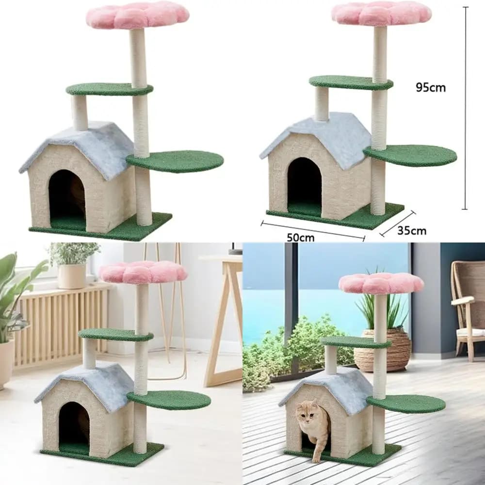Albero per gatti da interno con condo e torre da arrampicata per il comfort e il gioco del gattino