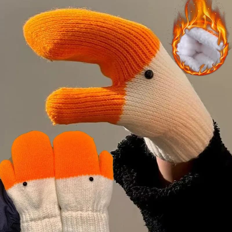 Guanti a Forma di Oca in Acrilico, Guanti Caldi per l'Inverno, Design Carino a Forma di Oca per l'Autunno e l'Inverno, Guanti Divertenti e Pratici per il Pendolarismo