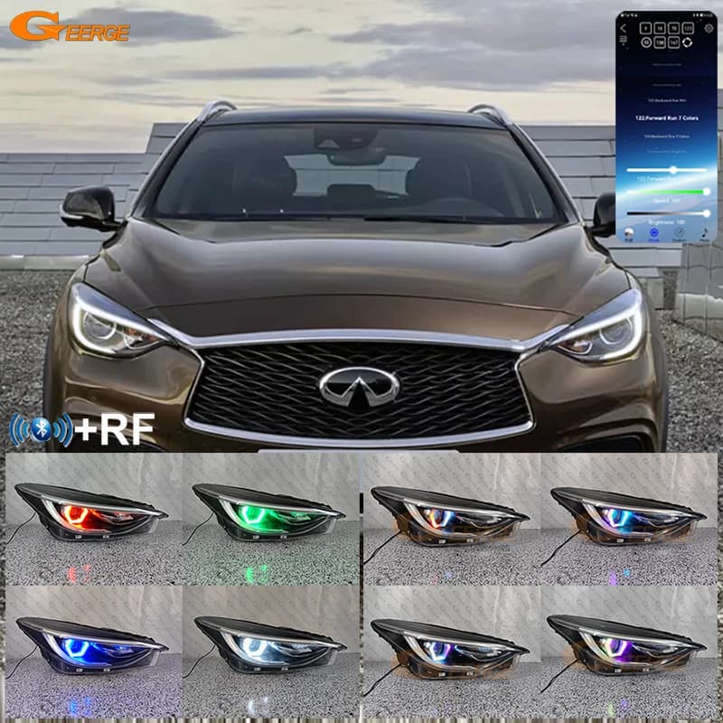 Per Infiniti QX30 Q30 H15 2017 2018 2019 APP compatibile Bluetooth Ultra luminoso multi colore RGB LED Angel Eyes Hex Halo Anelli
