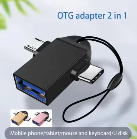 Adattatore OTG 2 in 1 Convertitore da USB-A 3.0 Master a Micro USB-C e connettori maschio di tipo C per trasferimento dati di telefoni cellulari MacBook