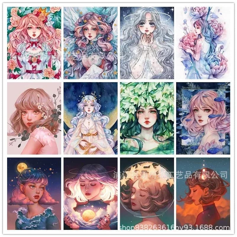 Diy Diamond Painting 5d Anime Girl Full of Diamonds Cross Stitch Mural Living Room Decoration Painting