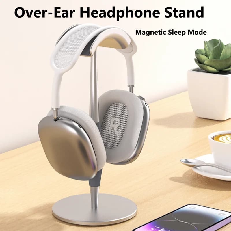 For AirPods Max Stand with Sleep Mode Aluminum +ABS Headphone Stand for Desk Anti-Slip Base Anti-Scratch Touch Surface