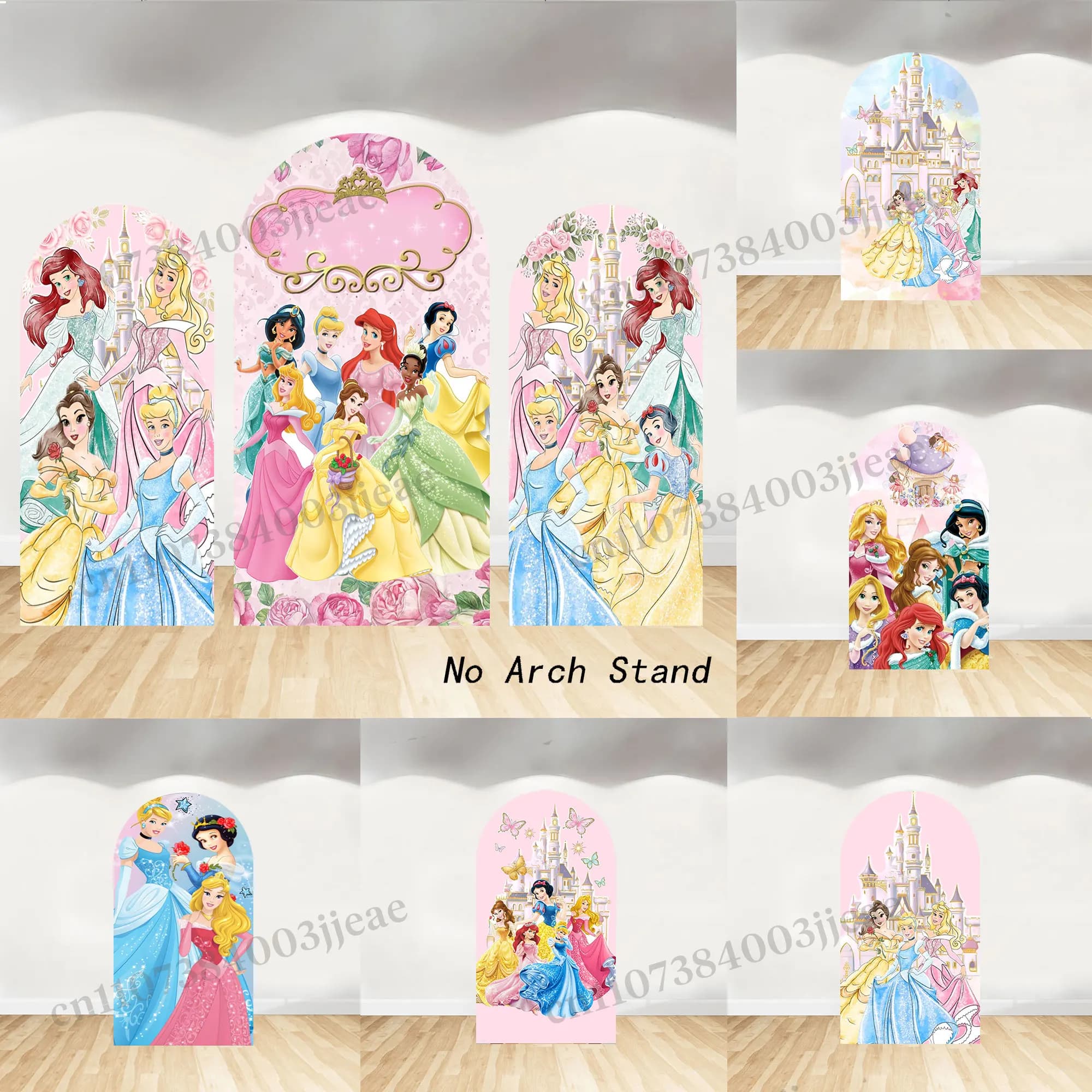 Arco Decorativo per Festa della Principessa, Sfondo per Primo Compleanno Bambina, Castello di Aurora, Belle, Cenerentola, Copertura per Baby Shower, Poster
