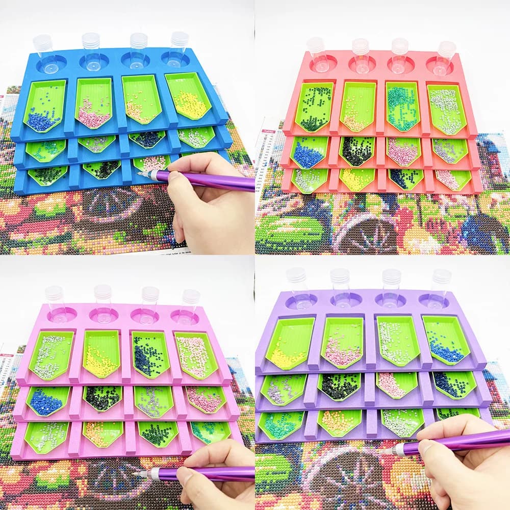 Set da 3 pezzi: Vassoio in schiuma per Diamond Painting, Punto Croce, Mosaico, Ricamo Artistico - Organizer per Accessori e Scatole Portaoggetti