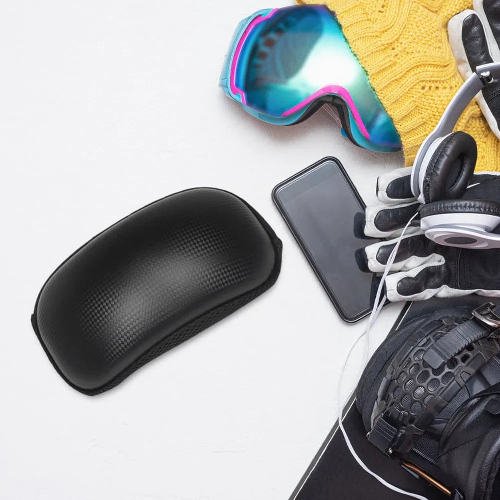 Ski Goggles Protector Case Premium PU Material Impact Resistant Lightweight Zipper Closure Box for Snowboard Ski