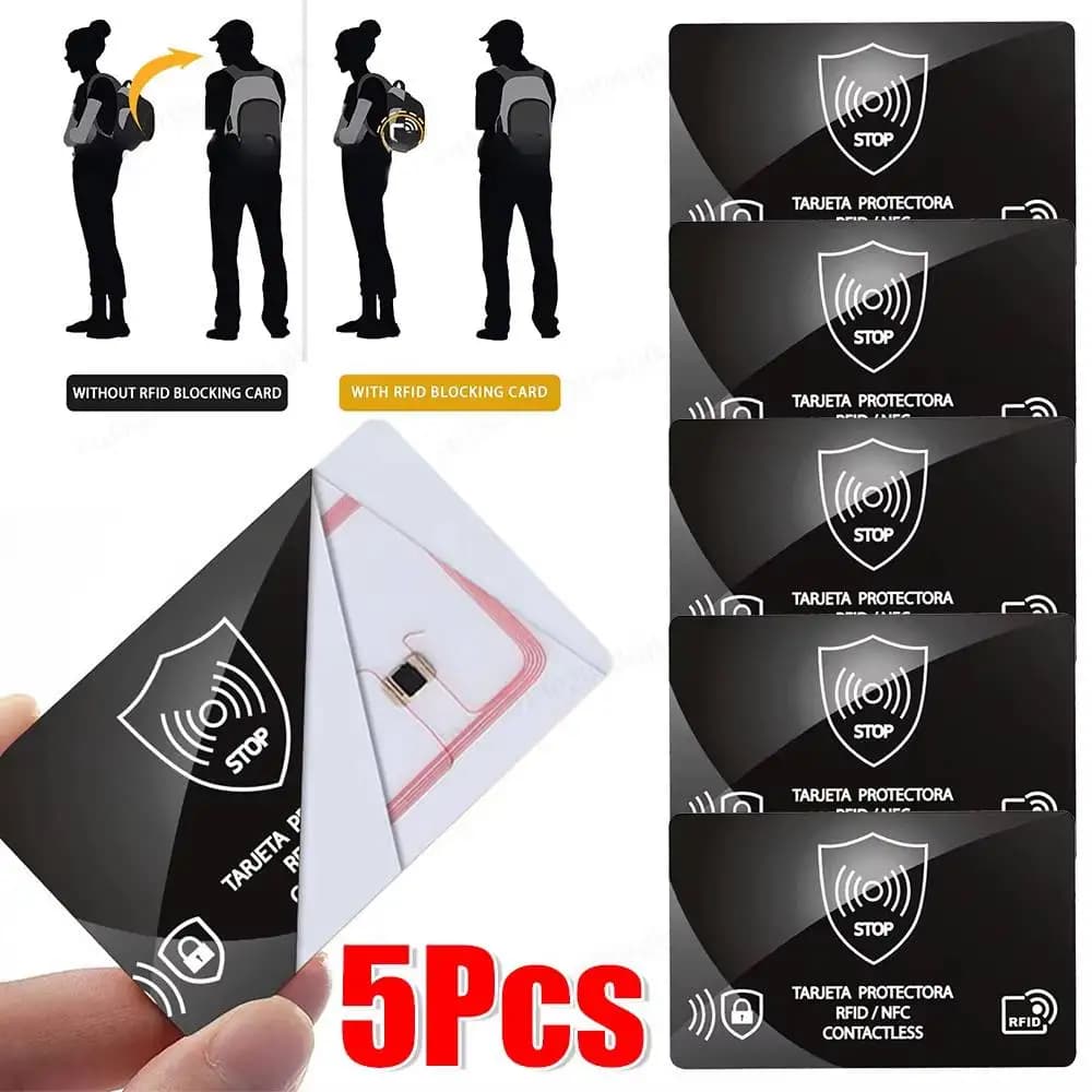 5Pcs RFID Blocking Card Ultra Thin NFC Debit Credit Card Passport Protector NFC Signal Blocking Card for Men & Women