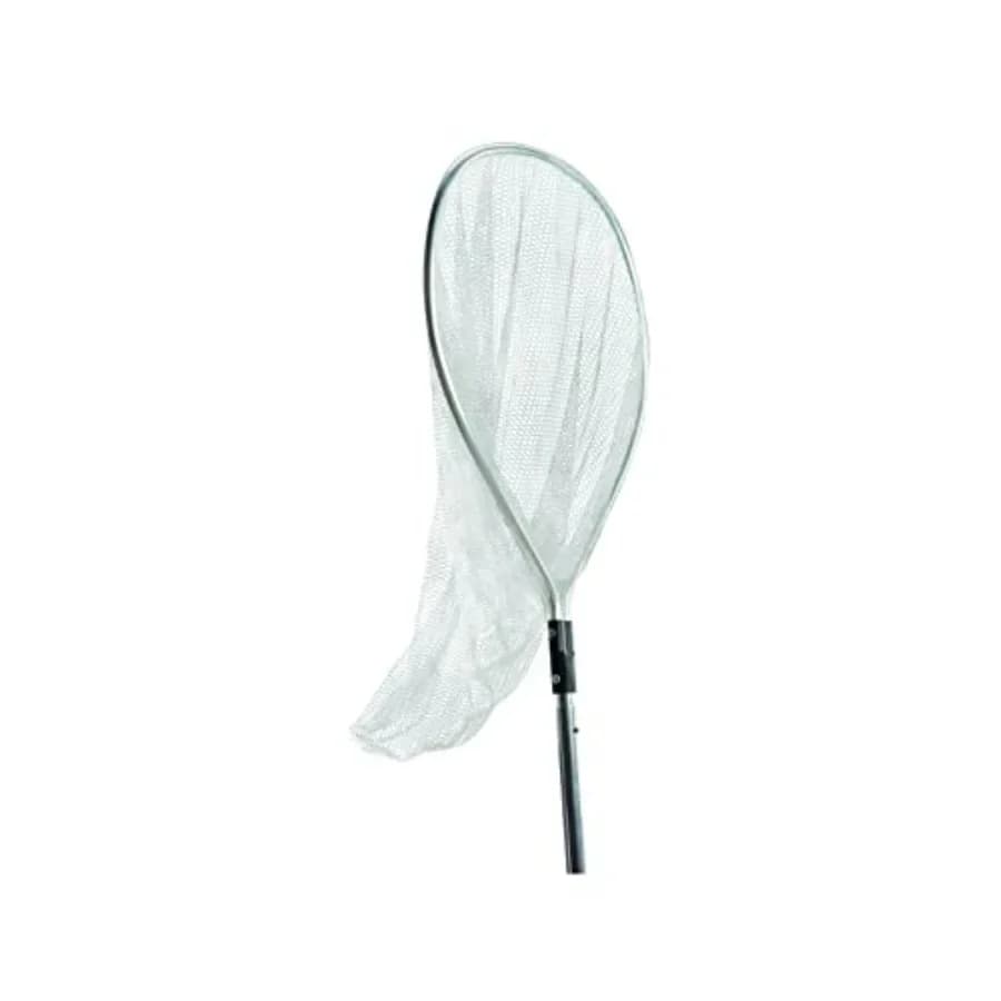 Rete da pesca per la cattura di gamberi e pesci, in nylon resistente con robusta maniglia in legno, colore legno naturale, extra profonda 30 pollici