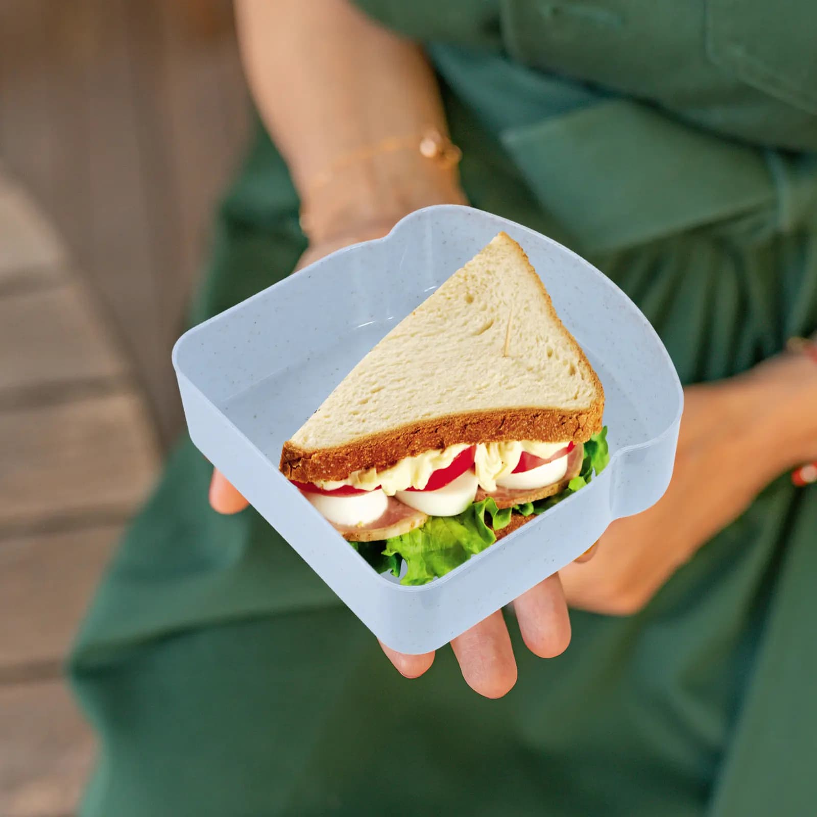 Contenitore Riutilizzabile per Sandwich, Porta Panini, Scatola per Conservazione Pane, Contenitore per Dessert, Contenitori per Alimenti Salvaspazio