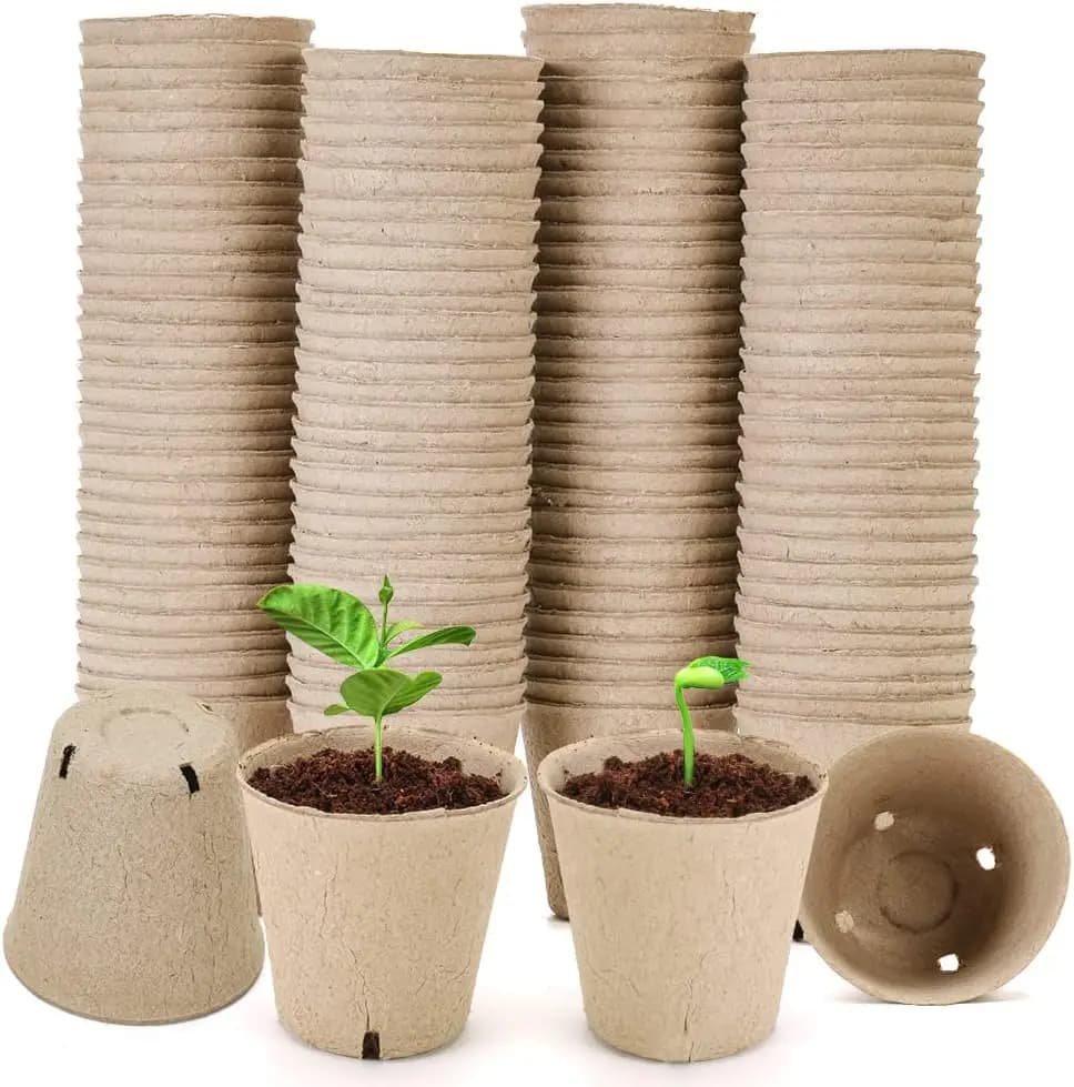 Biodegradable Plant Vases for pulp paper flowers Pots for peat seedlings Tray for seed germination Ecological Starting Kit