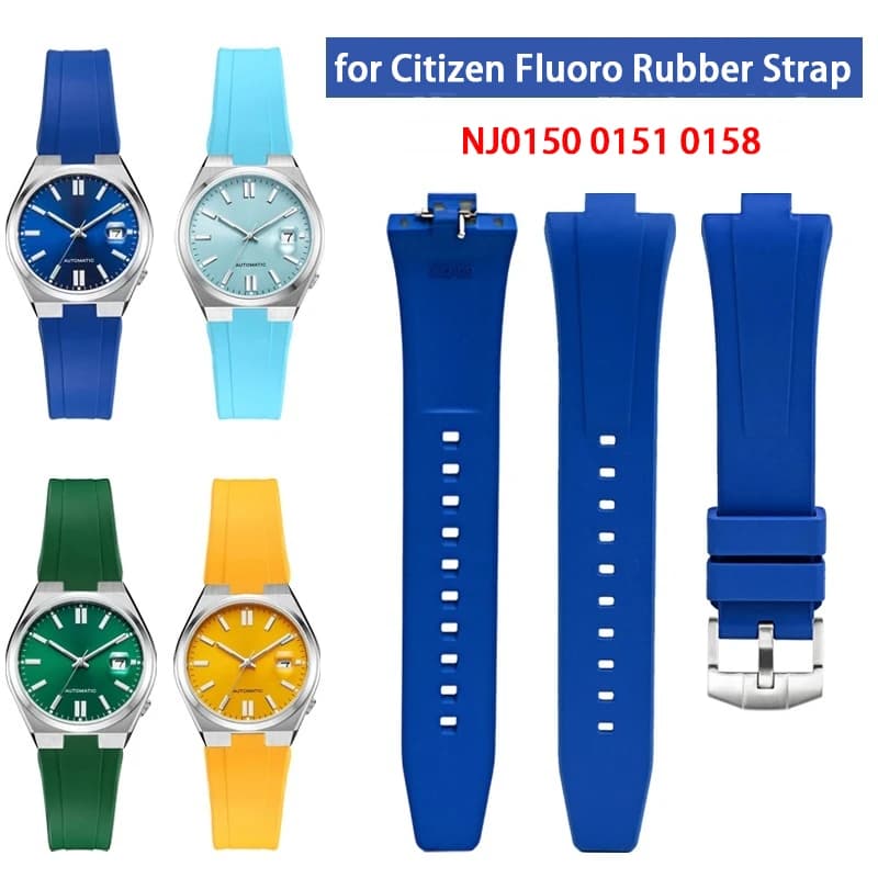 9 mm FKM Fluoride Rubber Strap for Citizen NJ0150 NJ0151 NJ0158 Man Woman Special Convex Strap with Quick Release End