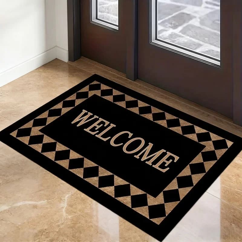 Zerbino Antiscivolo 100% Poliestere, Morbido e Resistente, Lavabile in Lavatrice, Tappeto per Ingresso, Arredo Moderno per Casa, Tappetino per Porta d'Ingresso