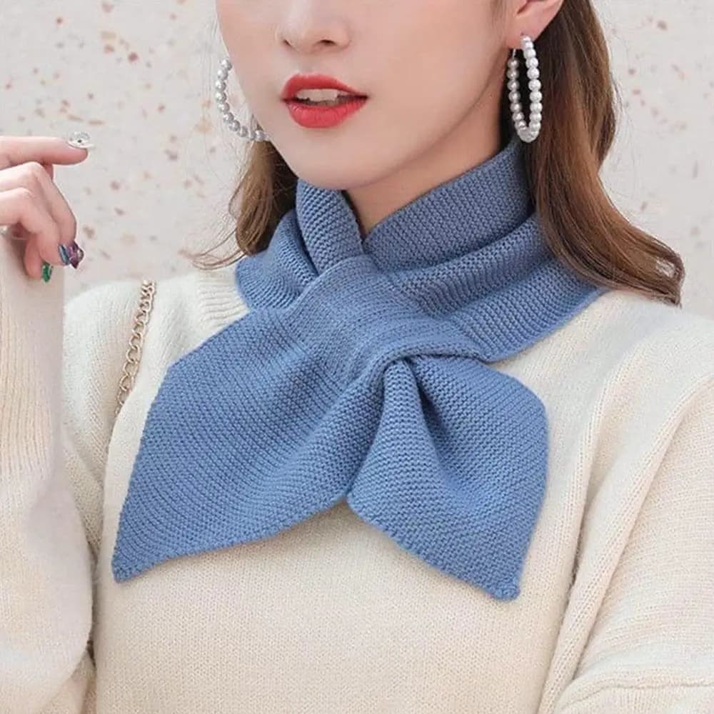 Donne coreane Bowknot Cross Knit Ring Neck sciarpe moda femminile autunno inverno tinta unita elastico morbido lana sciarpa calda