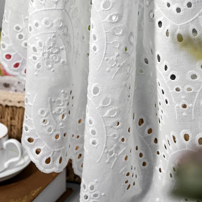 135cm Full width flower cotton fabric hollow embroidery fabric children's clothing/dress clothing lace cotton fabric SC653
