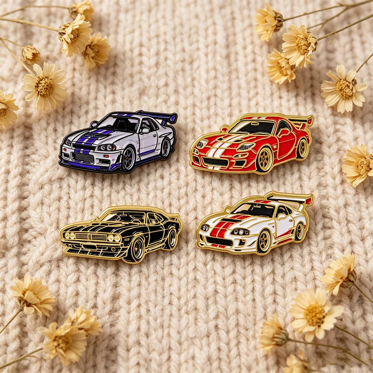 4pcs/set Racing Cars Brooch for Clothes Lapel Pins for Backpacks Cool Men Soft Enamel Pin Badges Jewelry Accessories Gifts
