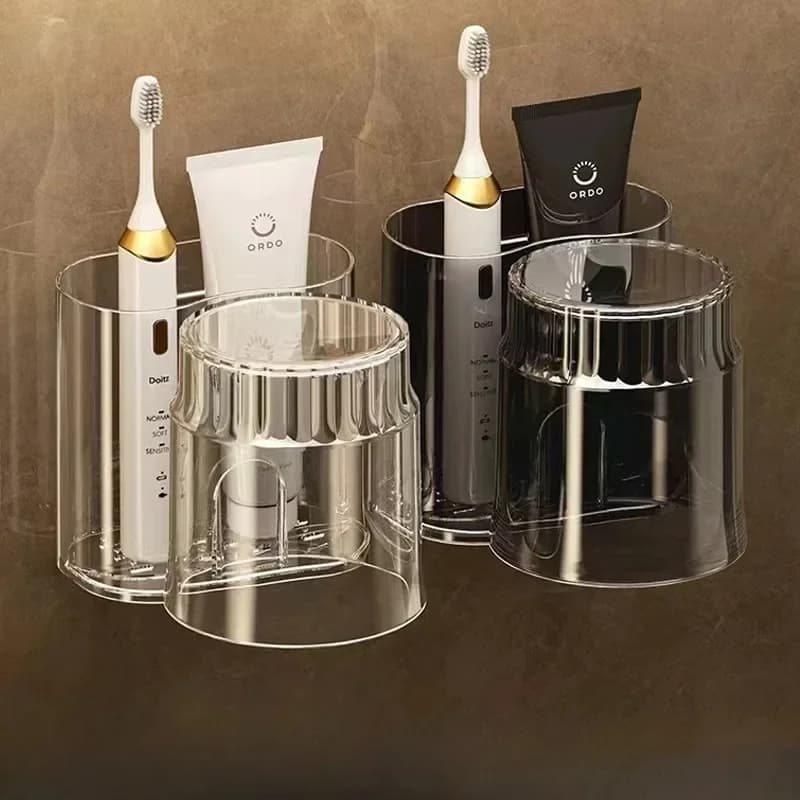 Electric toothbrush holder wall-mounted without perforation cup for bath-washing basin cup jar holders