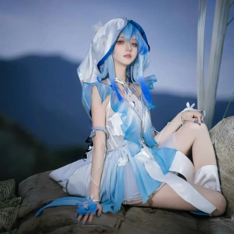 Il Shorekeeper Costume Gioco Wuthering Waves Cosplay Abito blu Set completo Parrucca Donna Gioco di ruolo Vestito Festa a tema Halloween
