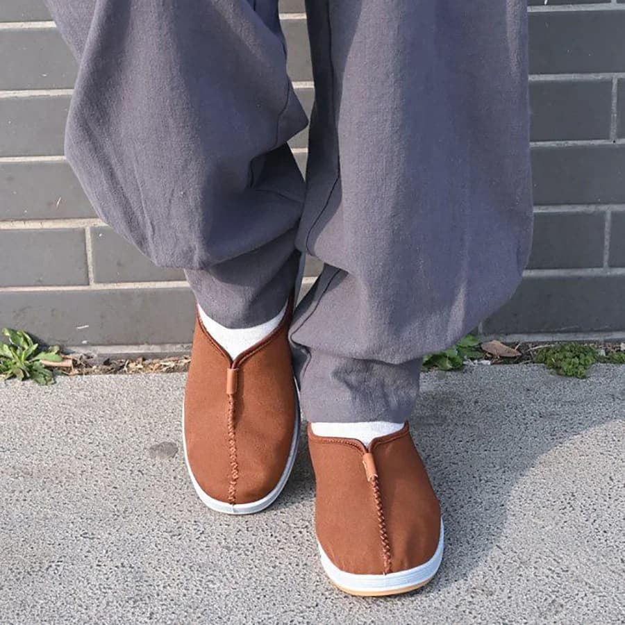 CLYFAN Vintage Zen Buddhist Monk Cloth Shoes Hand Stitched Cotton Lining Slip On Loafers Non Slip Soft Sole Temple Walking Shoes