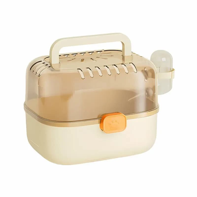 ABMH-Portable Hamster Carrier Cage Small Animal Travel Cage With Water Bottle Outdoor Pet Carrying Box