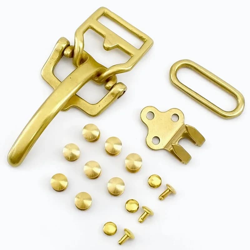 Fibbia per cintura da 40mm per uomo fibbie per cintura in vita in ottone massiccio viti per rivetti cinture chiusura a Clip accessori per gancio per la testa della fascia in pelle
