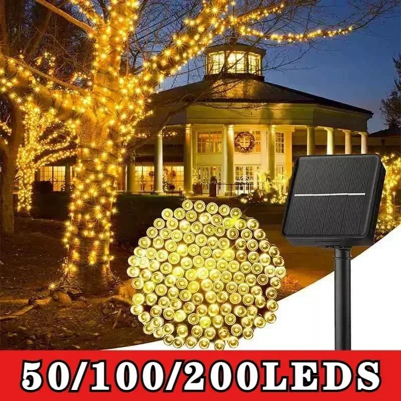 50/100/200 led Lucine Luci solari da giardino Luci a corda Luci solari impermeabili per alberi da giardino nel patio Festa di Natale