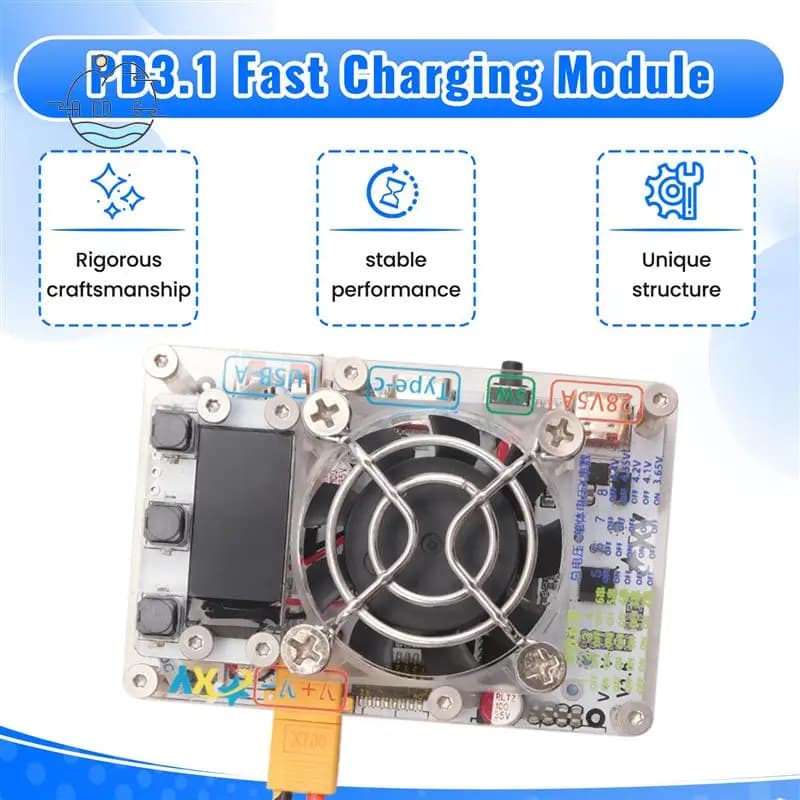 AED6-PD3.1 140W + 140W/280W Quick Charging Module 0,96 Inch Li/Li-Iron 21700/18650 2S/3S/4S/5S/6S Motherboard Power Bank DIY XT30
