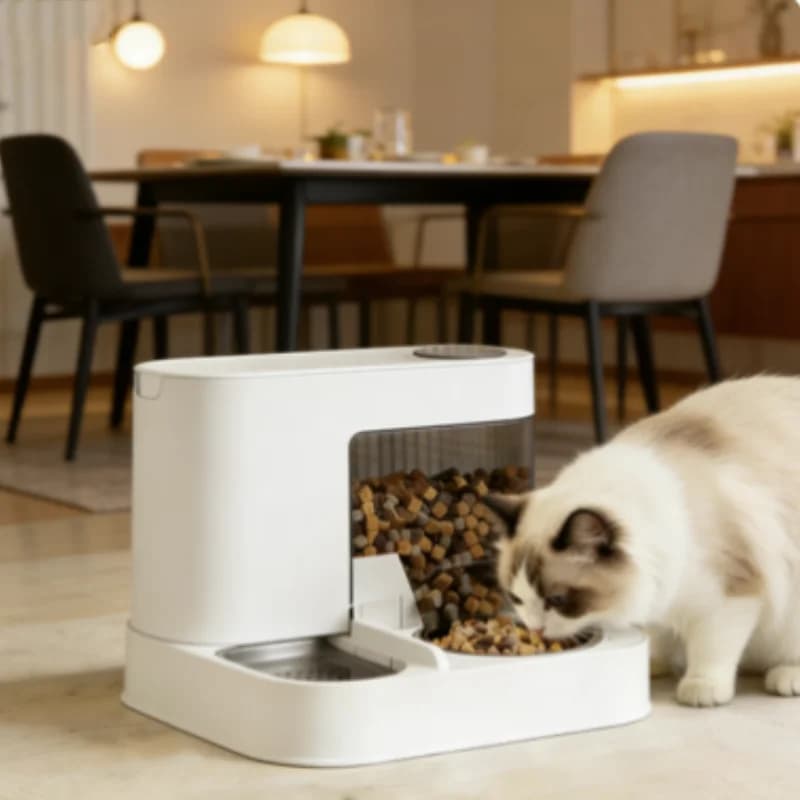 Piatto automatico per l'alimentazione degli animali domestici per cani e gatti Ciotola per gatti in plastica due in uno con distributore d'acqua Ciotola per alimenti e acqua integrata