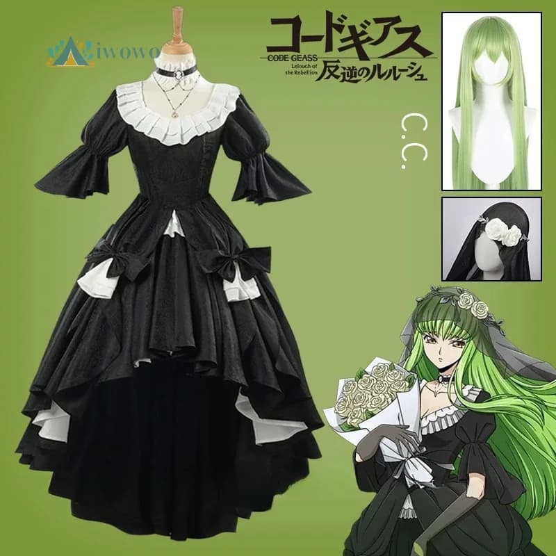 Geass CC Parrucca Costume cosplay Code C2 Geass: Lelouch of the Rebellion Black Halloween dress for girls and women