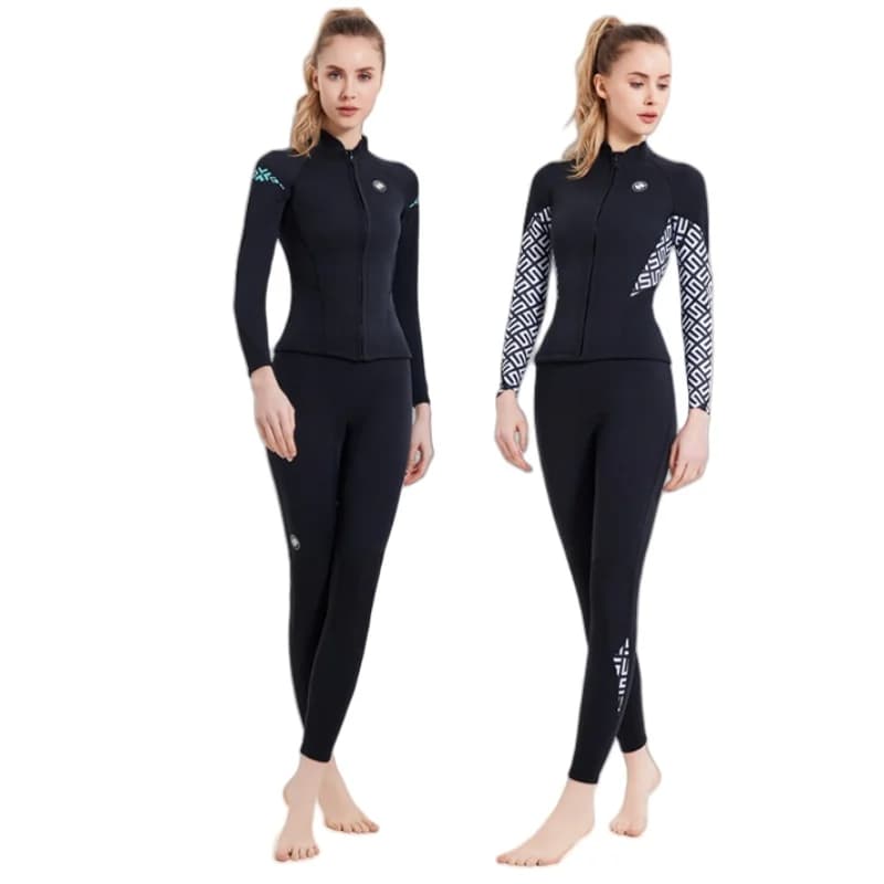 Women's Swimsuit 2mm Top and Diving Pants 2 pcs Separate Set Snorkeling Surf Winter Thermal Bath Costume
