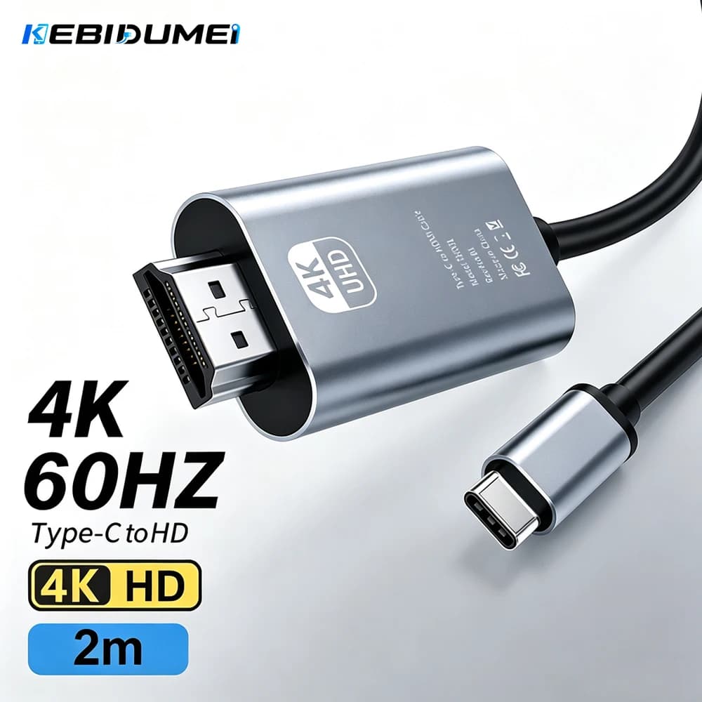 KEBIDUMEI 4K@60Hz Type-C to HD Display Converter Cable Portable Video Output Adapter for All Type-C Interface Devices Laptop Pad