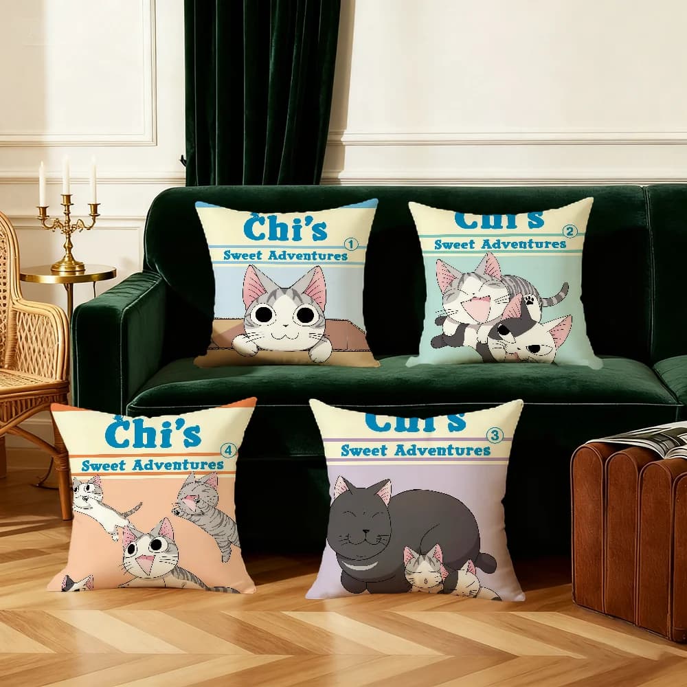 C-Chi-I S-Sweet Cute Cushion Cover Bedroom Sofa Decorative Home Car Portable Cushion Cover with Zipper Soft Pillowcase