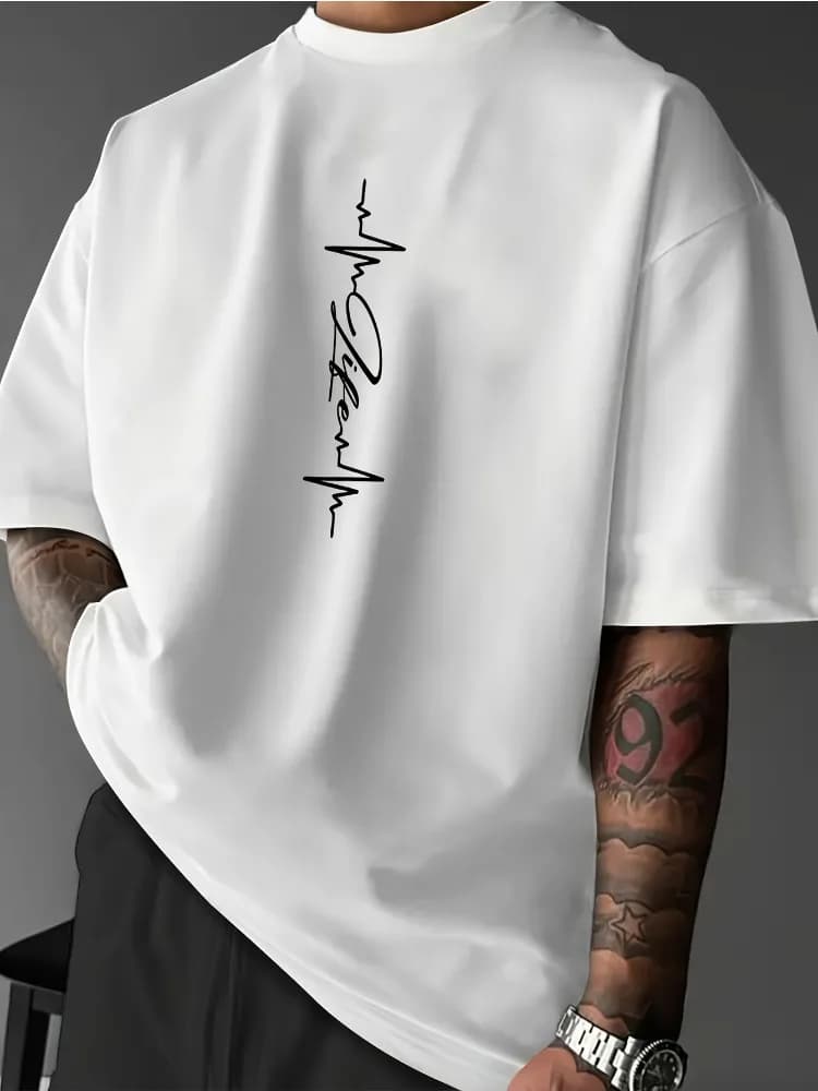 2026 Summer Best-selling Men's Pure Cotton T-shirt Casual Fashion Soft and Comfortable Breathable Simple Stripes Pattern Print