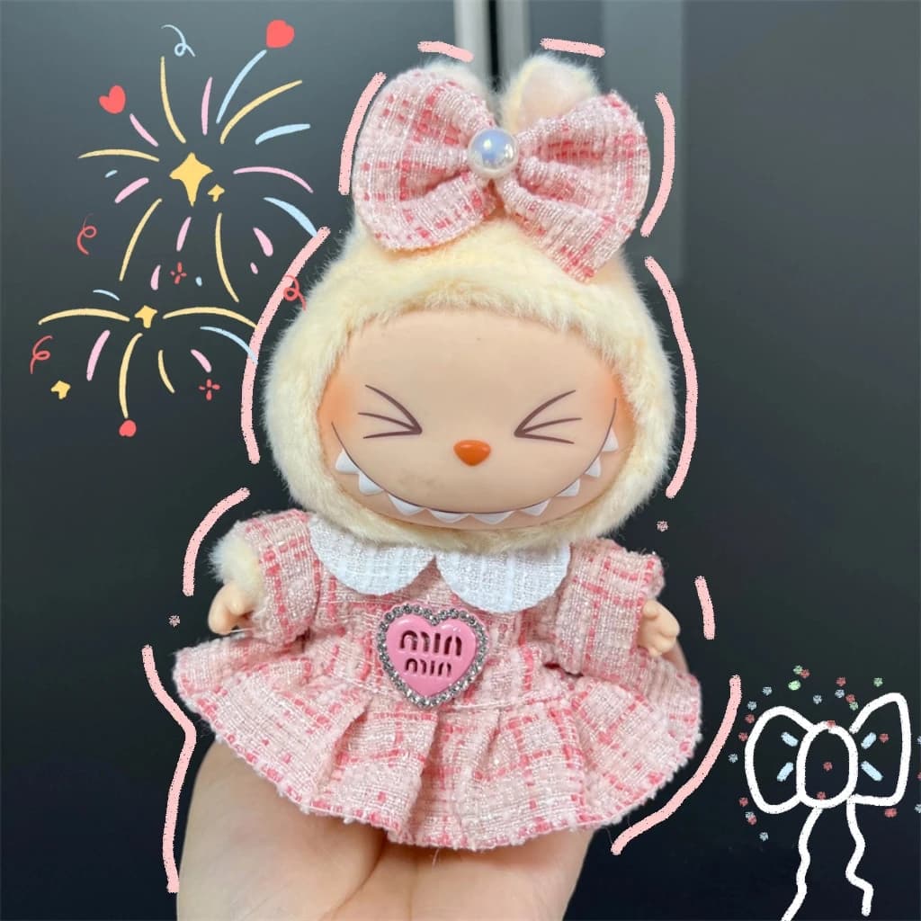Panno per bambola stile dolce principessa per Labubu 17 cm Il mostro Accessori per abiti Abbigliamento Regalo per bambini fai da te Mantello di alta qualità