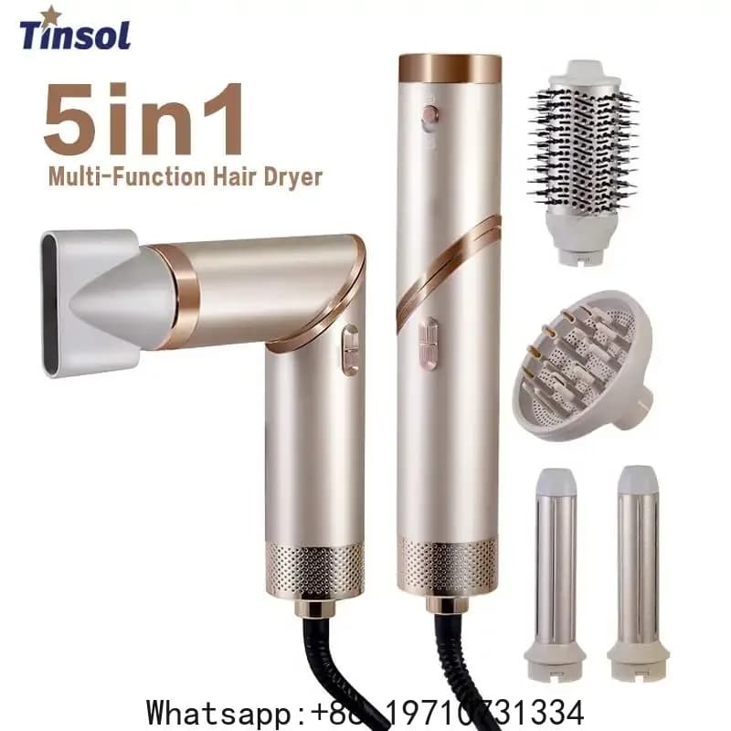 5-in-1 Multi-Function Hair Styler – Portable Foldable Dryer & Curling Iron with Negative Ion Care