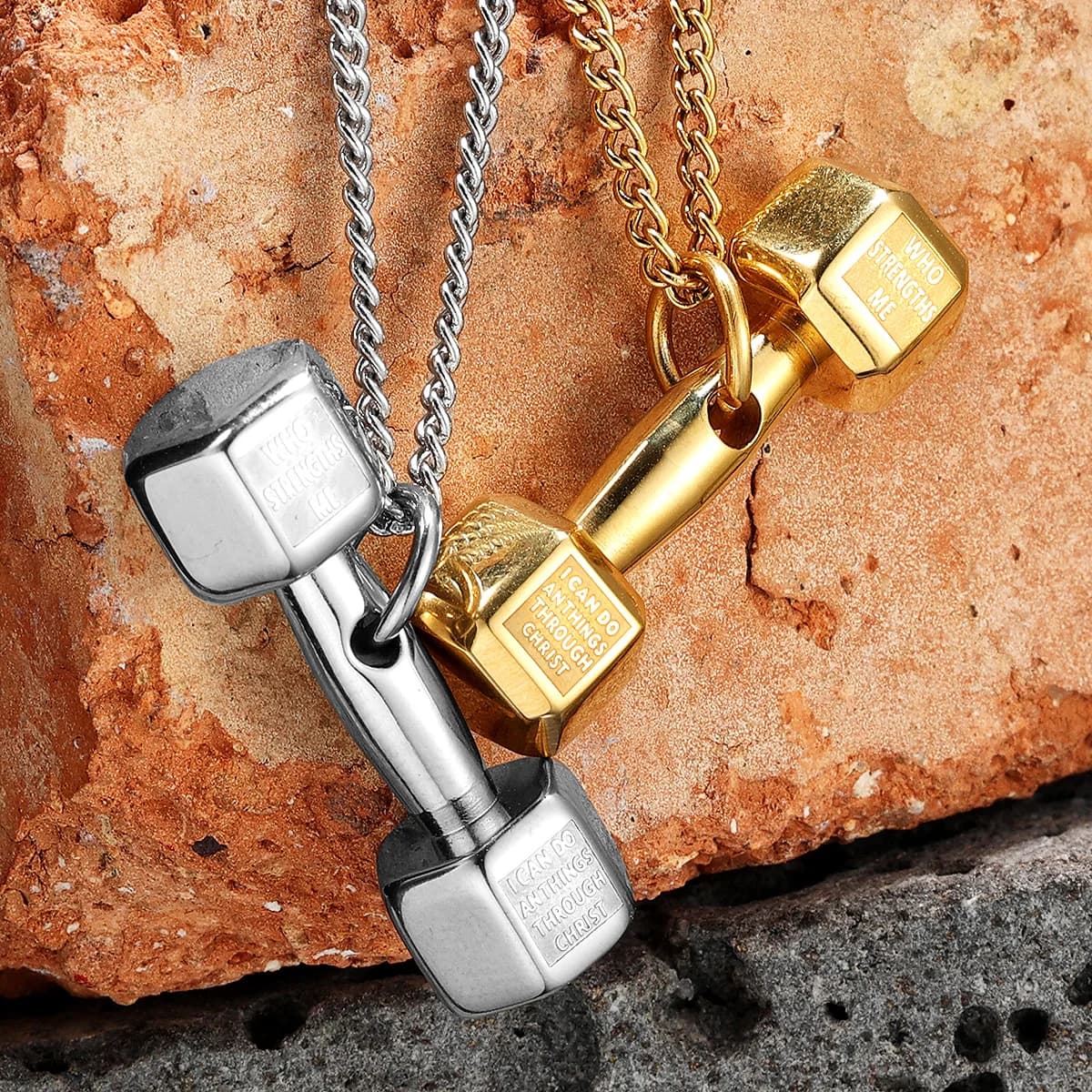 Collana da uomo con manubri Fitness Gym con ciondolo gioielli in acciaio inossidabile per donne maschili accessori Punk HipHop regali all'ingrosso