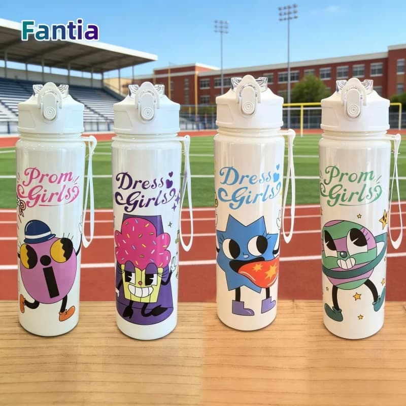 750 ml Plastic Water Bottle Cartoon High Quality Water Cup Sport Loss-proof Cute Water Kettle Christmas Birthday Gifts