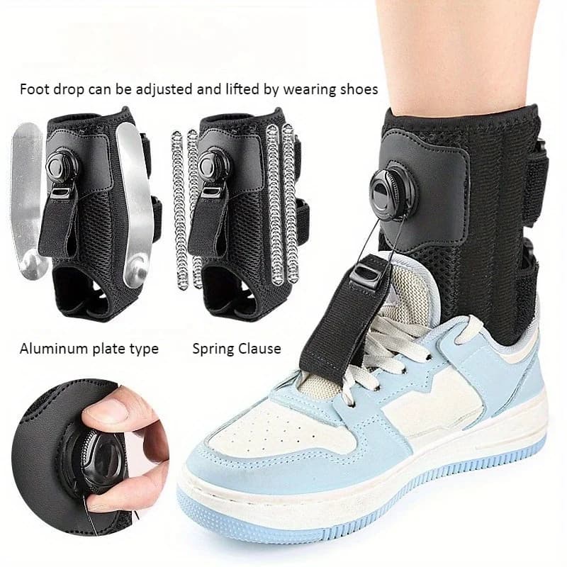 1Pcs Reusable Knob Drop Foot Drop Brace, Ankle-protecting,Adjustable Lifting Shoelaces for Day and Night Wear with Support Bars