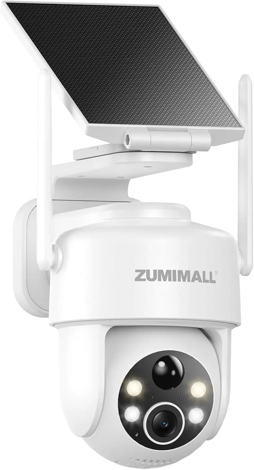 Telecamera di Sicurezza Solare Wireless 2K per Esterni | 360 ° Visualizzazione PTZ tramite App | Visione notturna a colori, rilevamento del movimento, archiviazione cloud gratuita