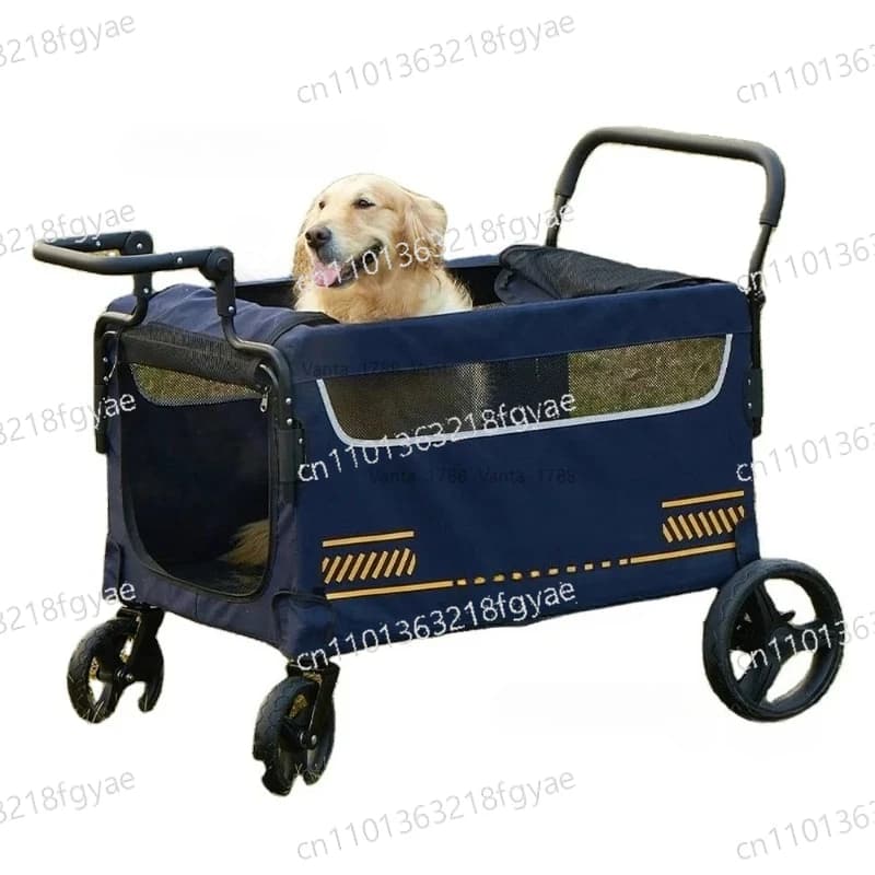 Passeggini Pieghevoli per Animali Domestici, Carrello da Viaggio a 4 Ruote per Cani di Taglia Grande