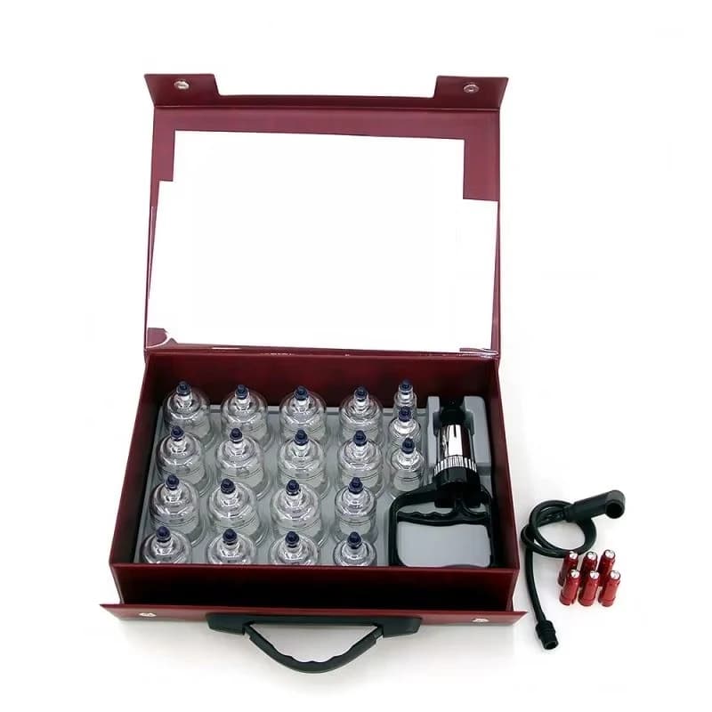 Set di coppette per massaggio a ventosa, terapia di agopuntura, massaggio con coppette trasparenti, coppettazione a umido, pistola per coppettazione, vendita all'ingrosso