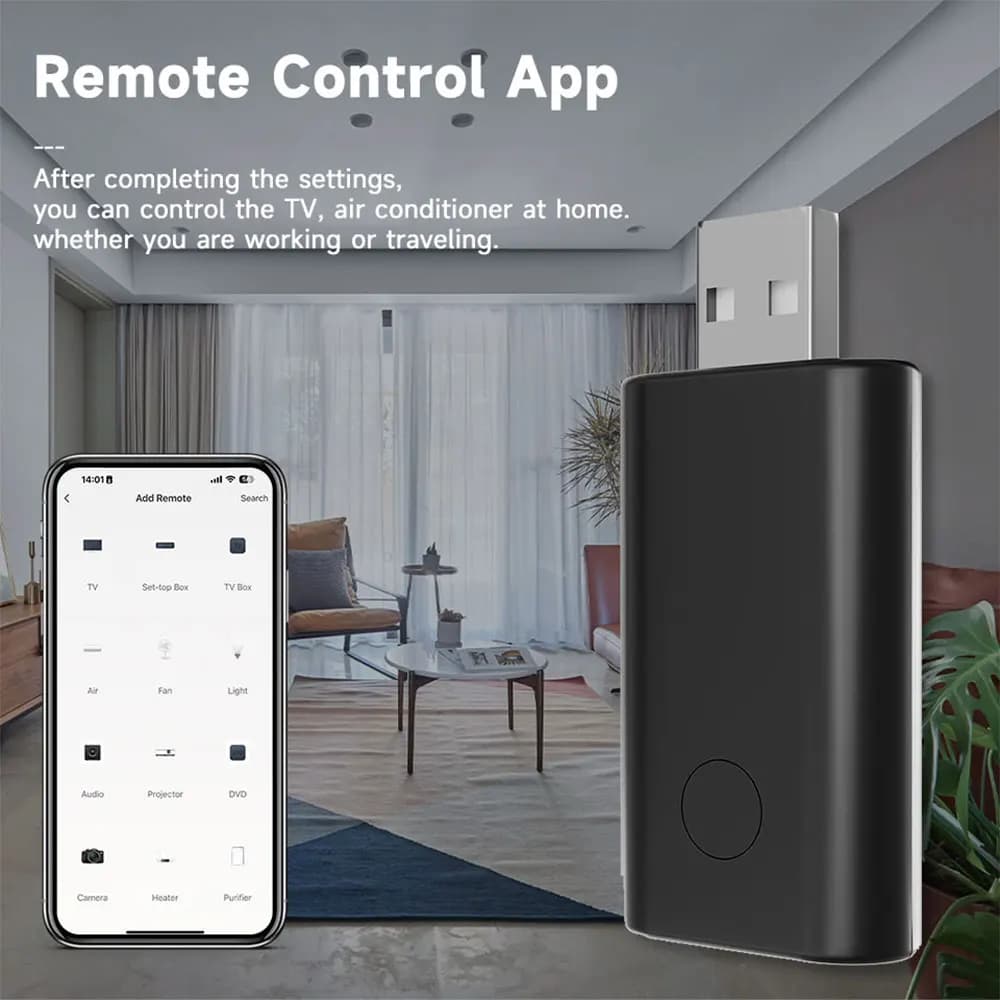 Telecomando IR WiFi Tuya USB, Controller Universale a Infrarossi Compatibile con Alexa e Google Assistant per TV e Condizionatori